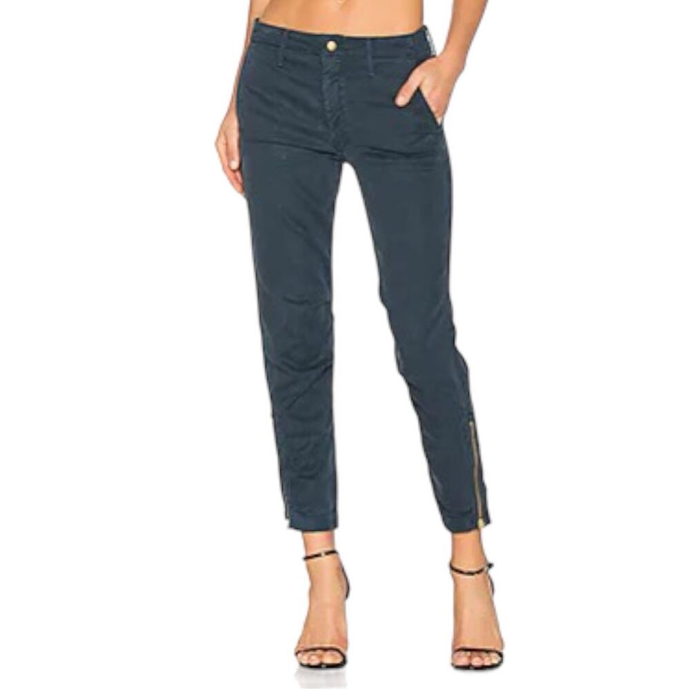 MOTHER Women Size 24 Blue Ankle Zip Play Misfit Crop Ankle Flat Front Pants
